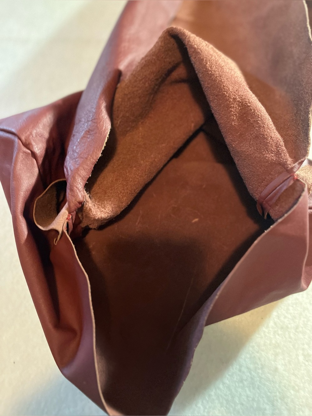 Unbranded Burgundy Leather Large Crossbody Bag - Picture 5 of 6